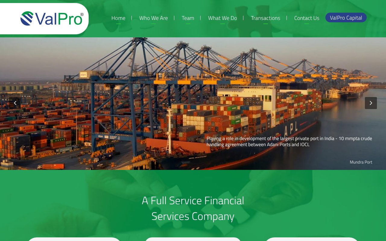 Screenshot of valpro.co.in