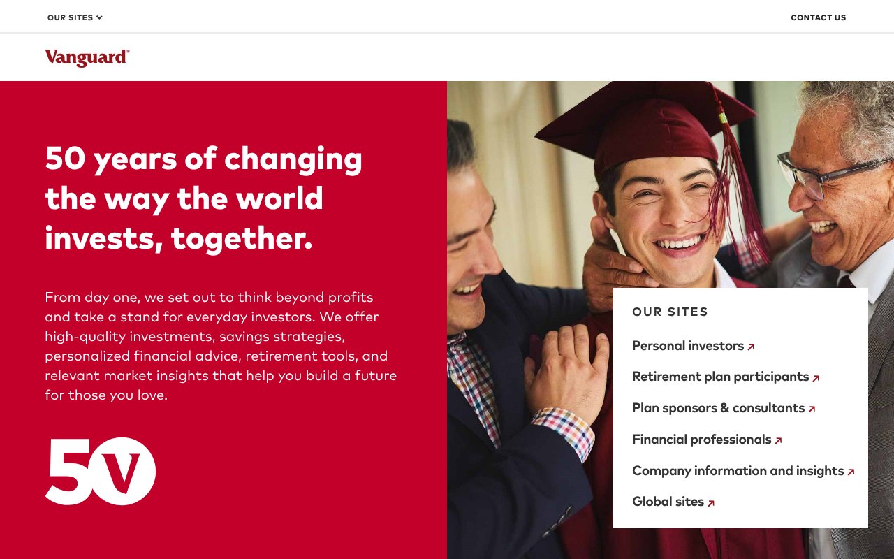 Screenshot of vanguard.com