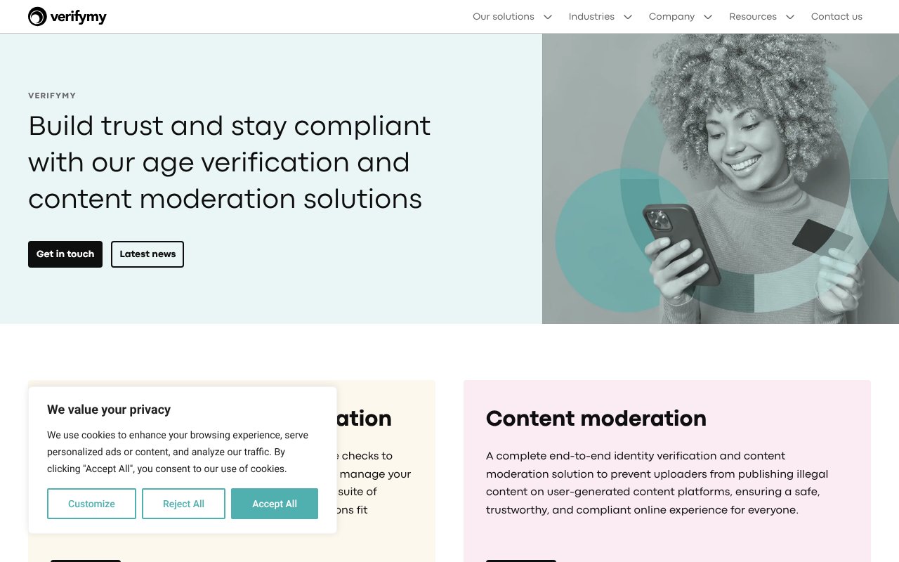 Screenshot of verifymy.io