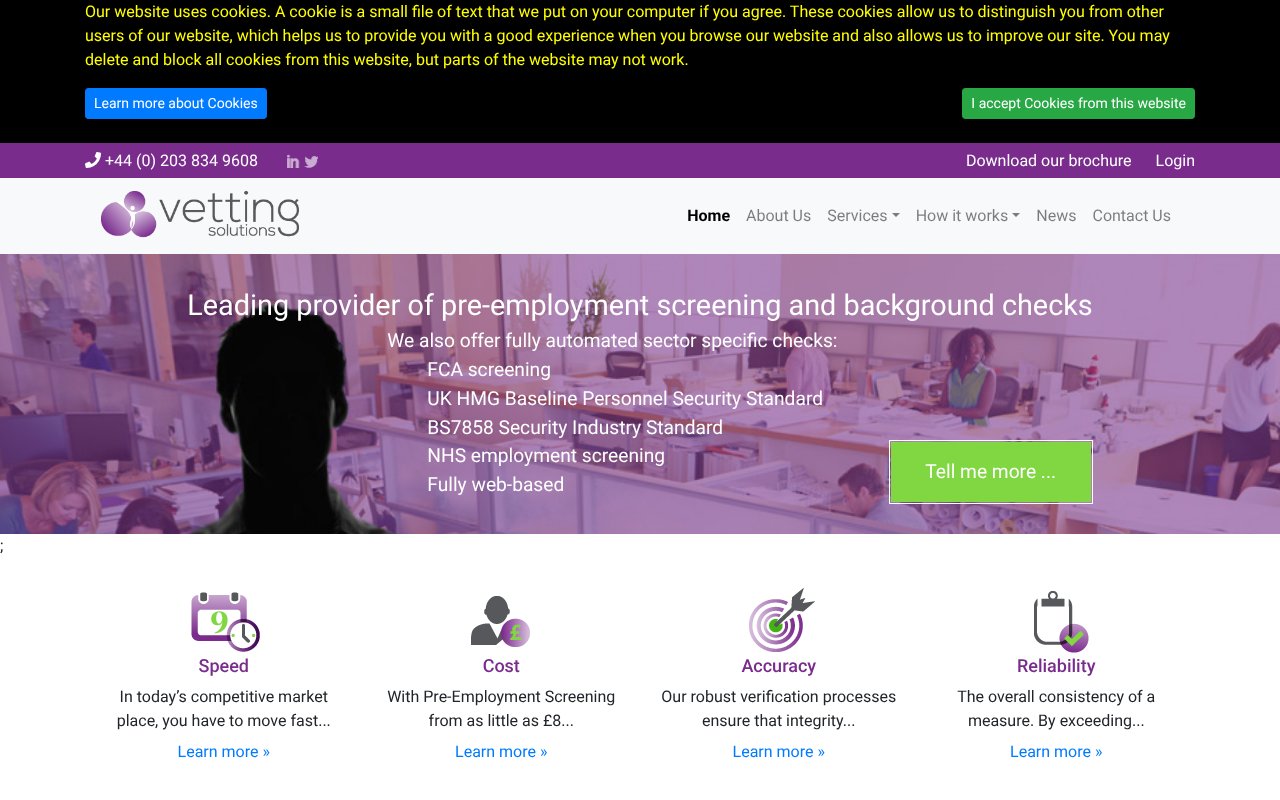 Screenshot of vetting-solutions.com