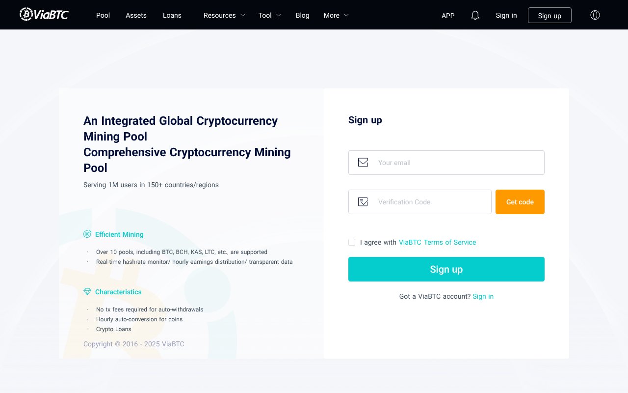 Screenshot of viabtc.net