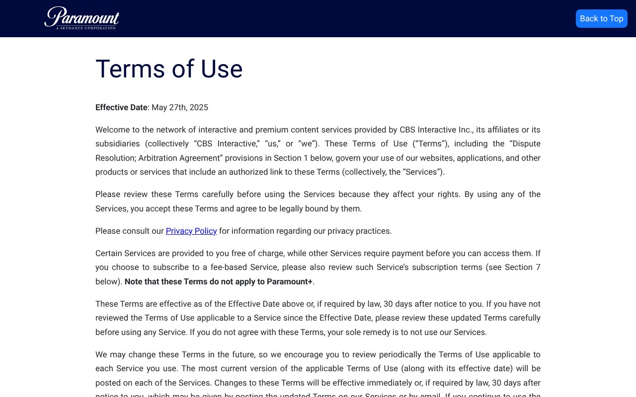 Screenshot of viacomcbs.legal