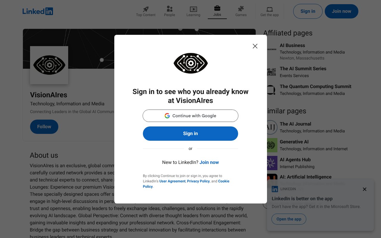 Screenshot of visionaires.ai