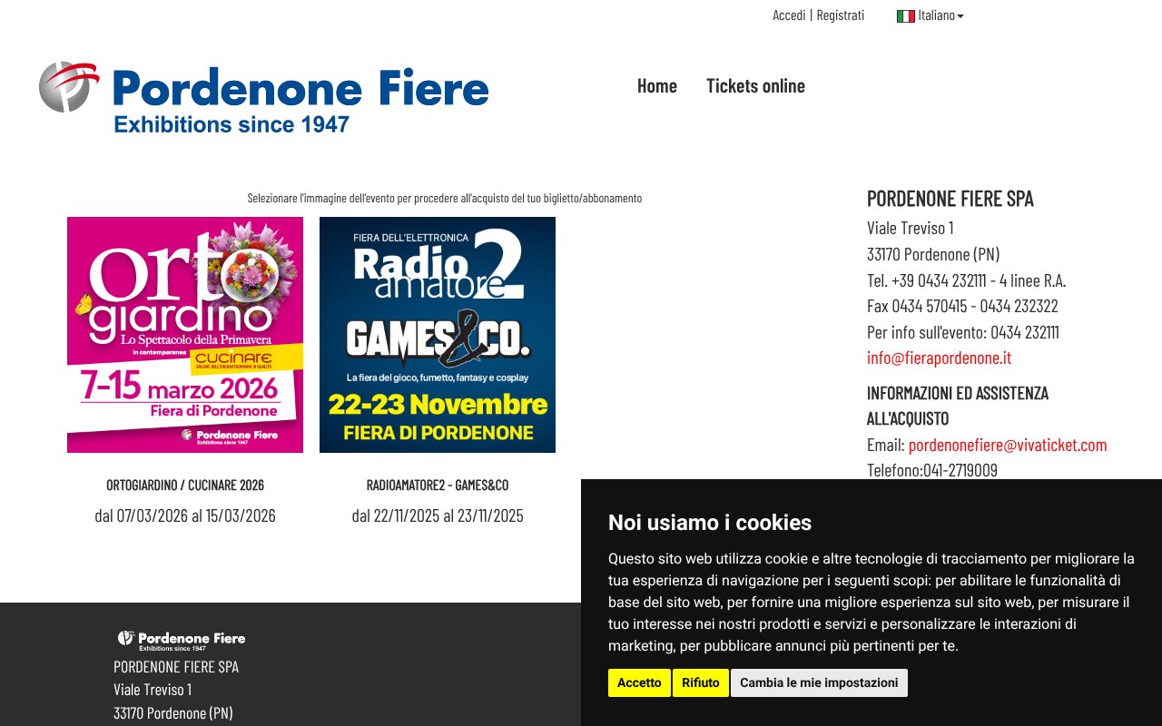 Screenshot of vivaticket.it