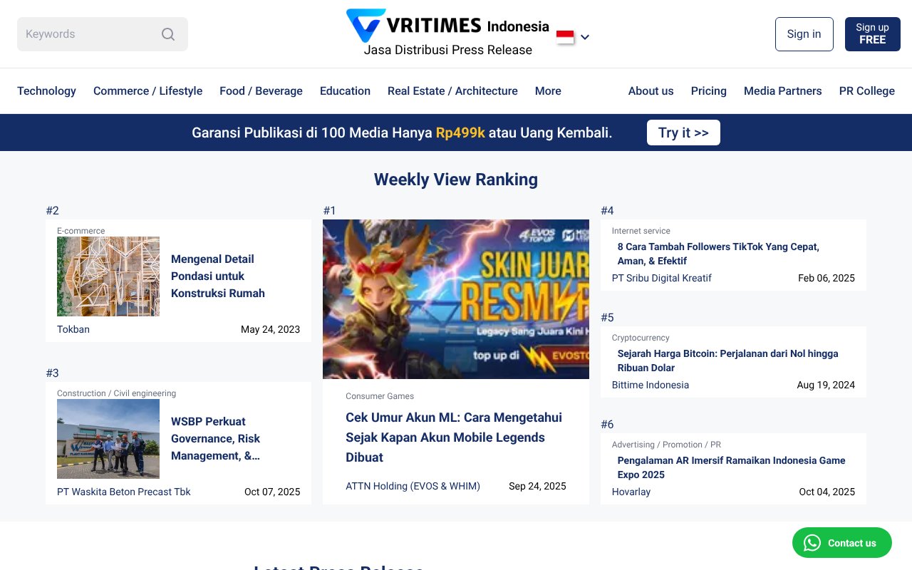Screenshot of vritimes.com