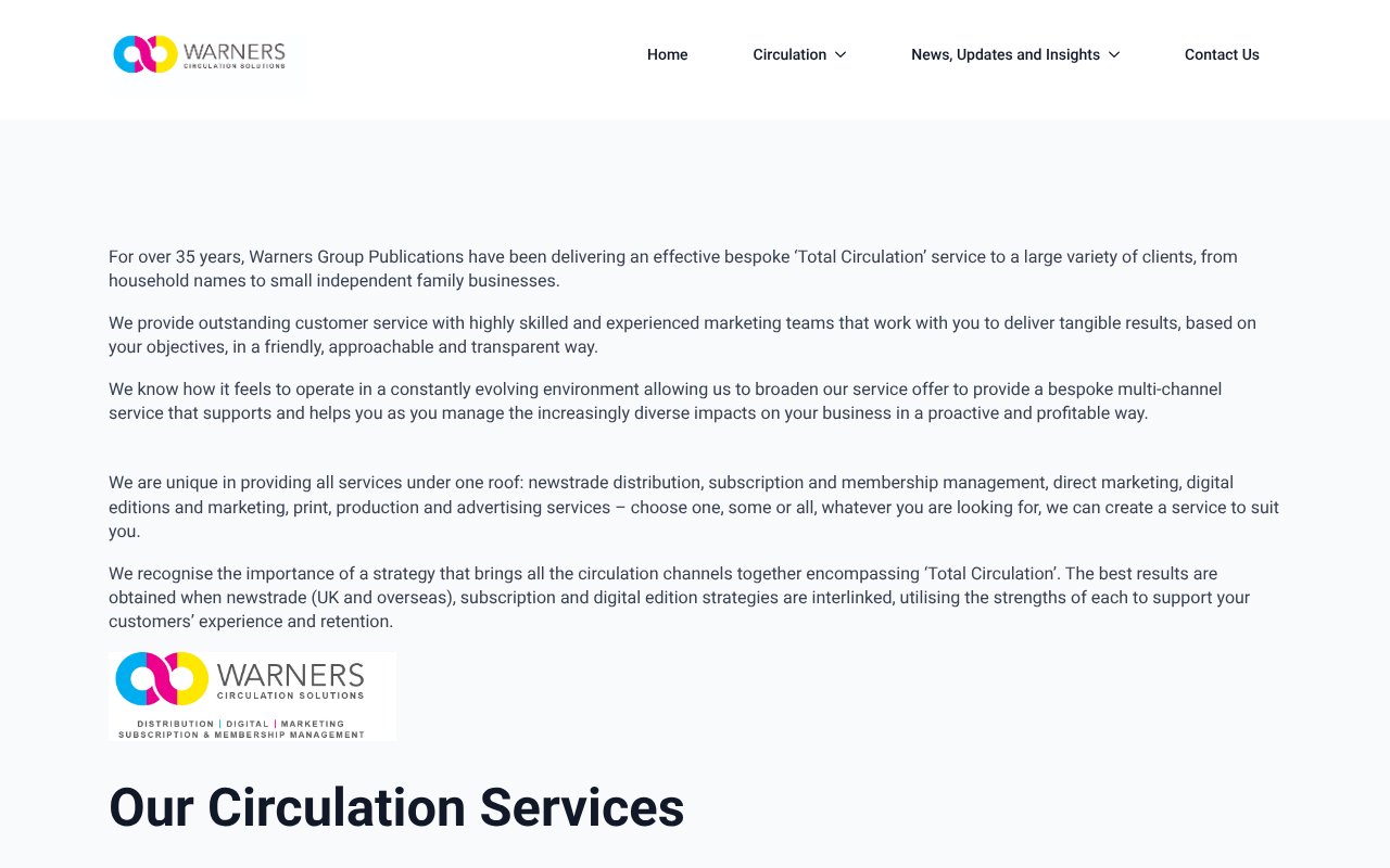 Screenshot of warnerspublishing.co.uk