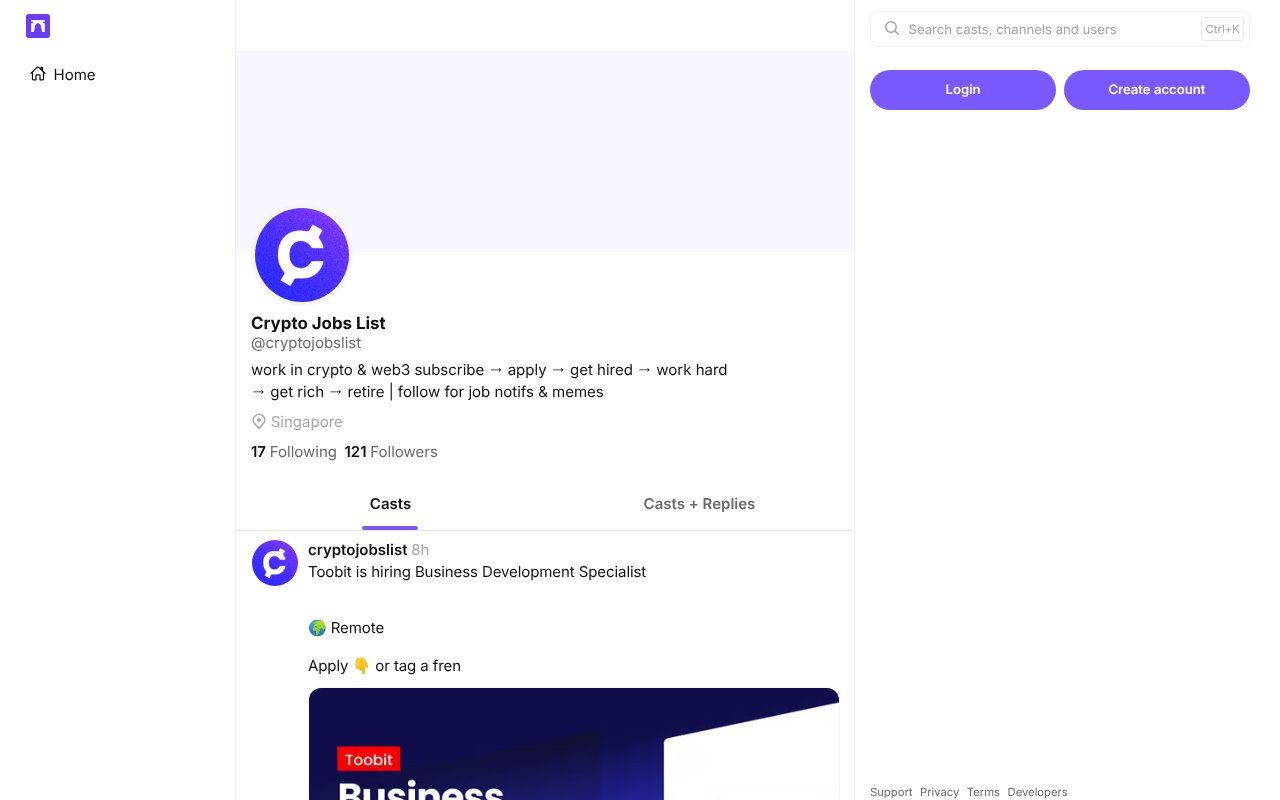 Screenshot of warpcast.com
