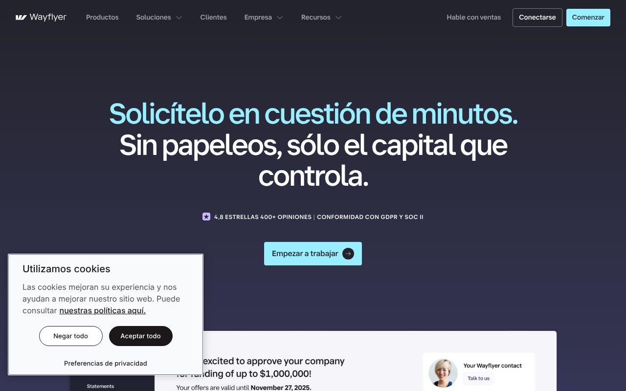 Screenshot of wayflyer.com