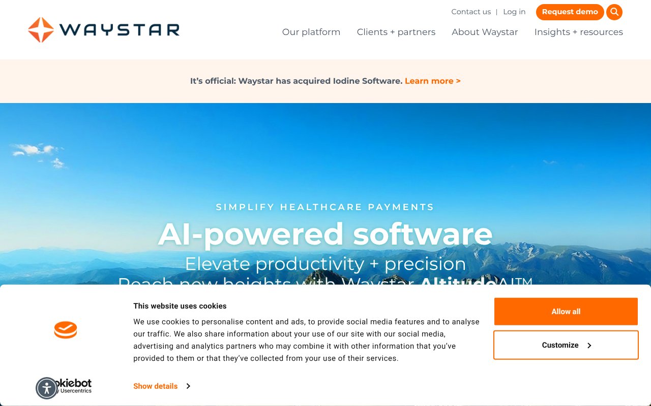 Screenshot of waystar.com