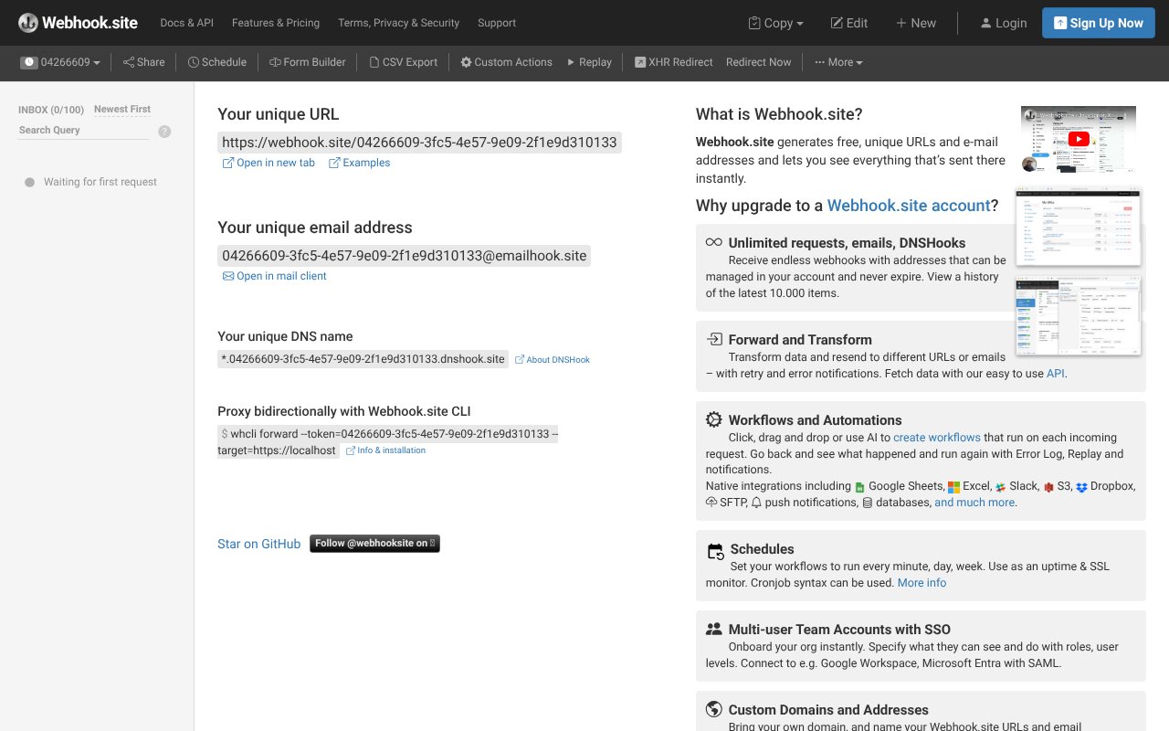 Screenshot of webhook.site