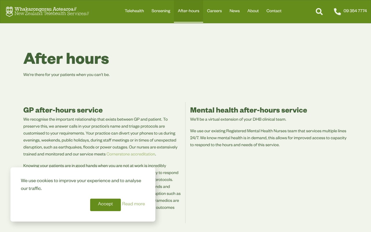 Screenshot of whakarongorau.nz