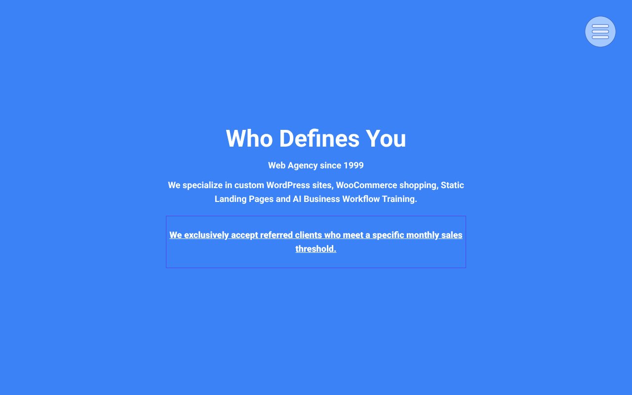 Screenshot of whodefinesyou.com