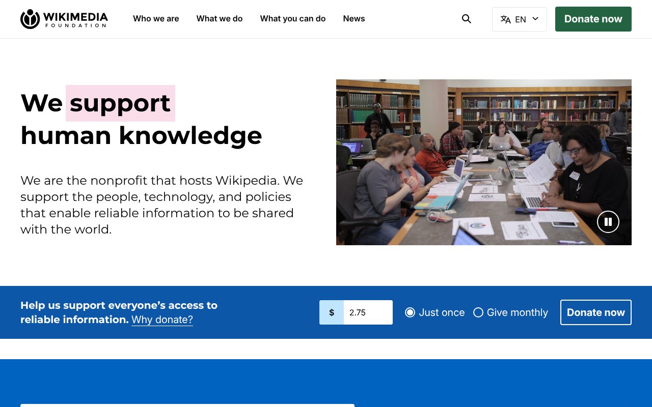 Screenshot of wikimediafoundation.org