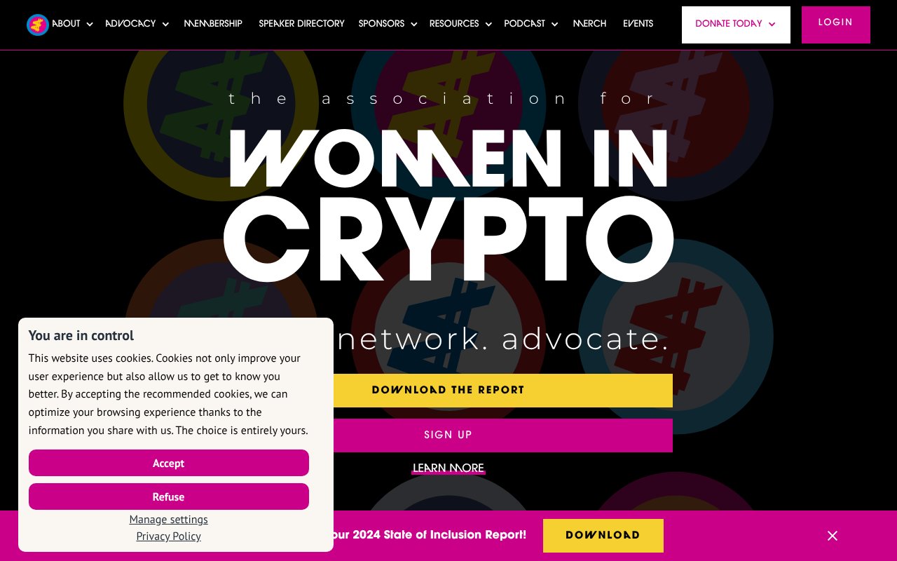 Screenshot of womenincrypto.org