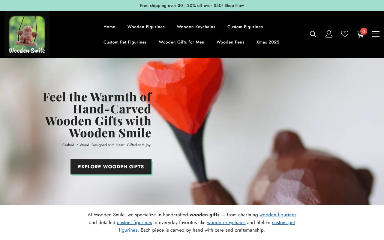 Screenshot of woodensmile.com