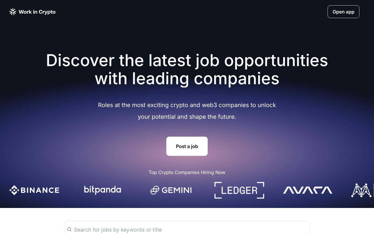Screenshot of workincrypto.careers