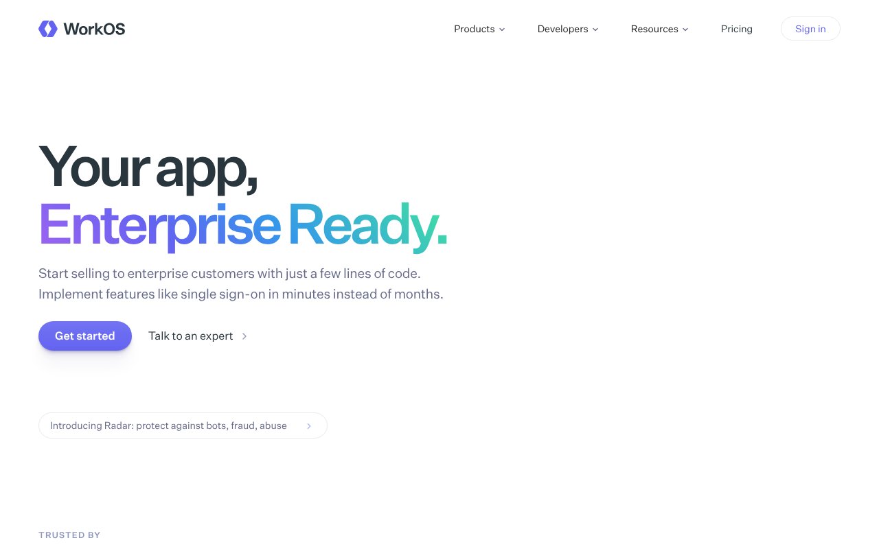 Screenshot of workos.com