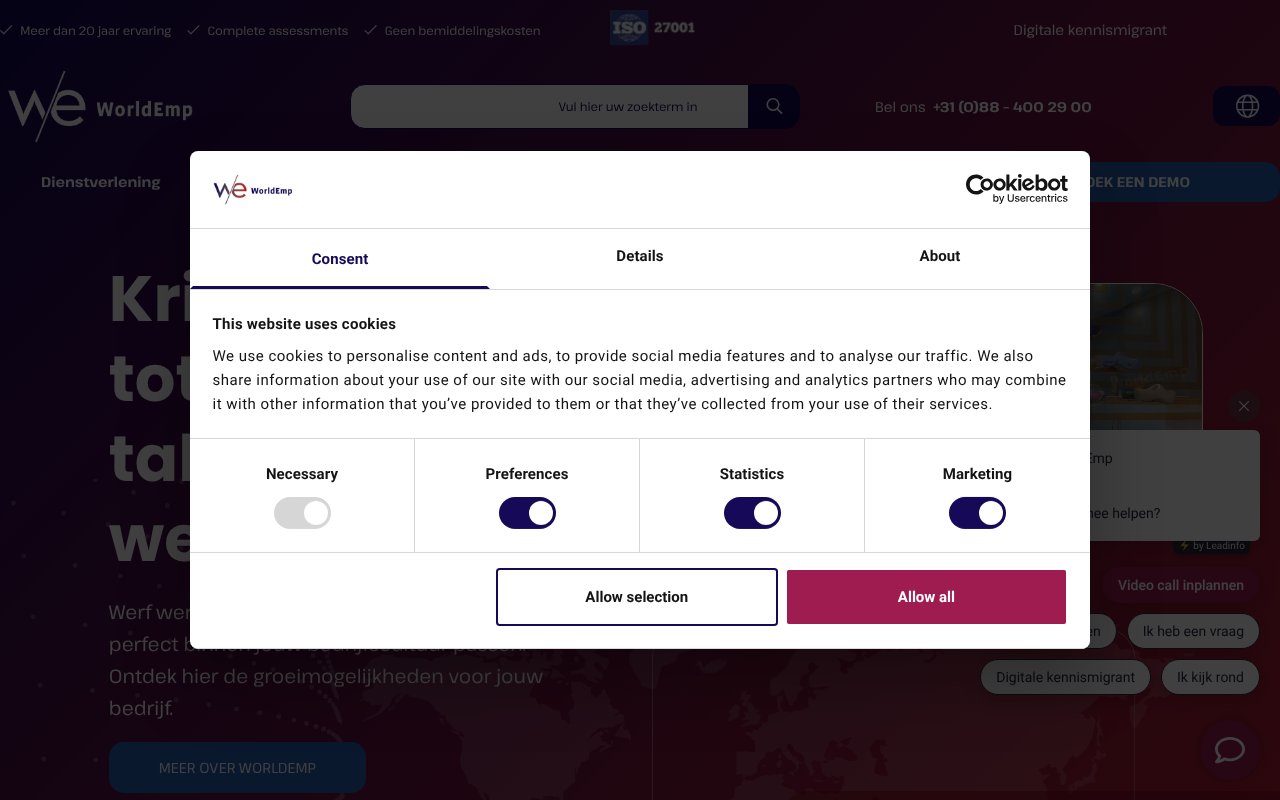 Screenshot of worldemp.com