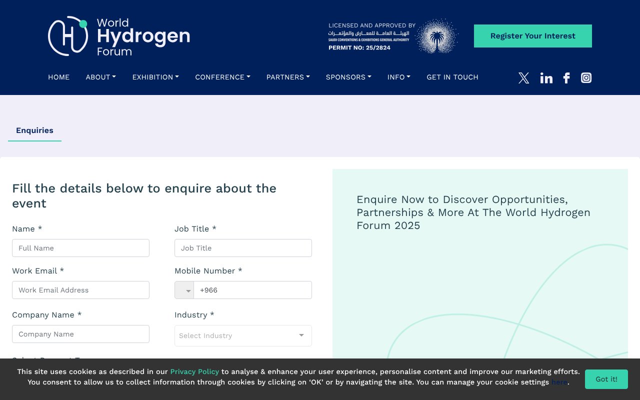 Screenshot of worldhydrogenforum.com