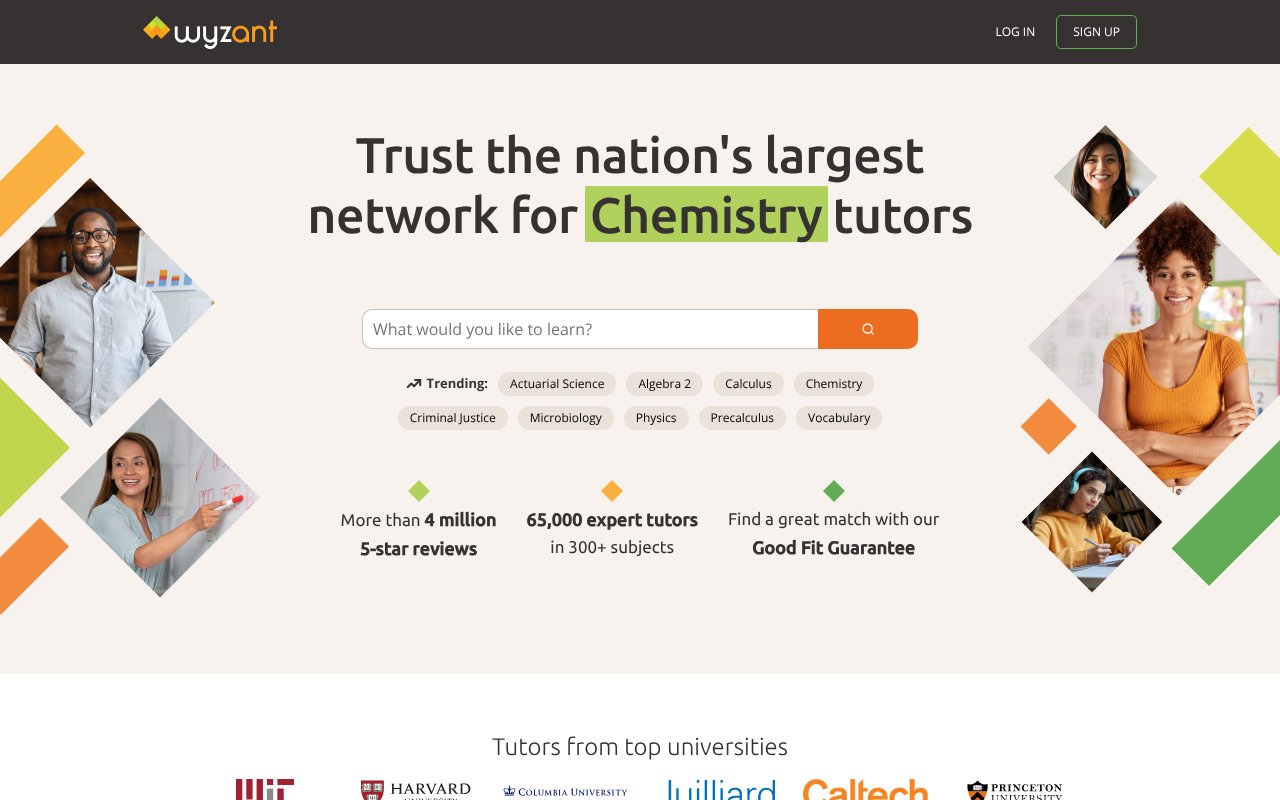 Screenshot of wyzant.com
