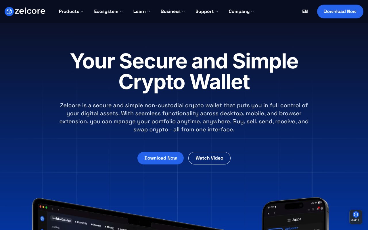 Screenshot of zelcore.io