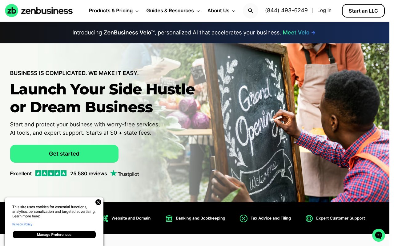 Screenshot of zenbusiness.com