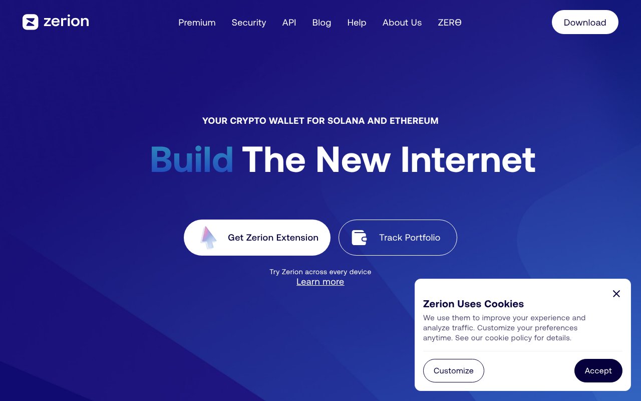 Screenshot of zerion.io