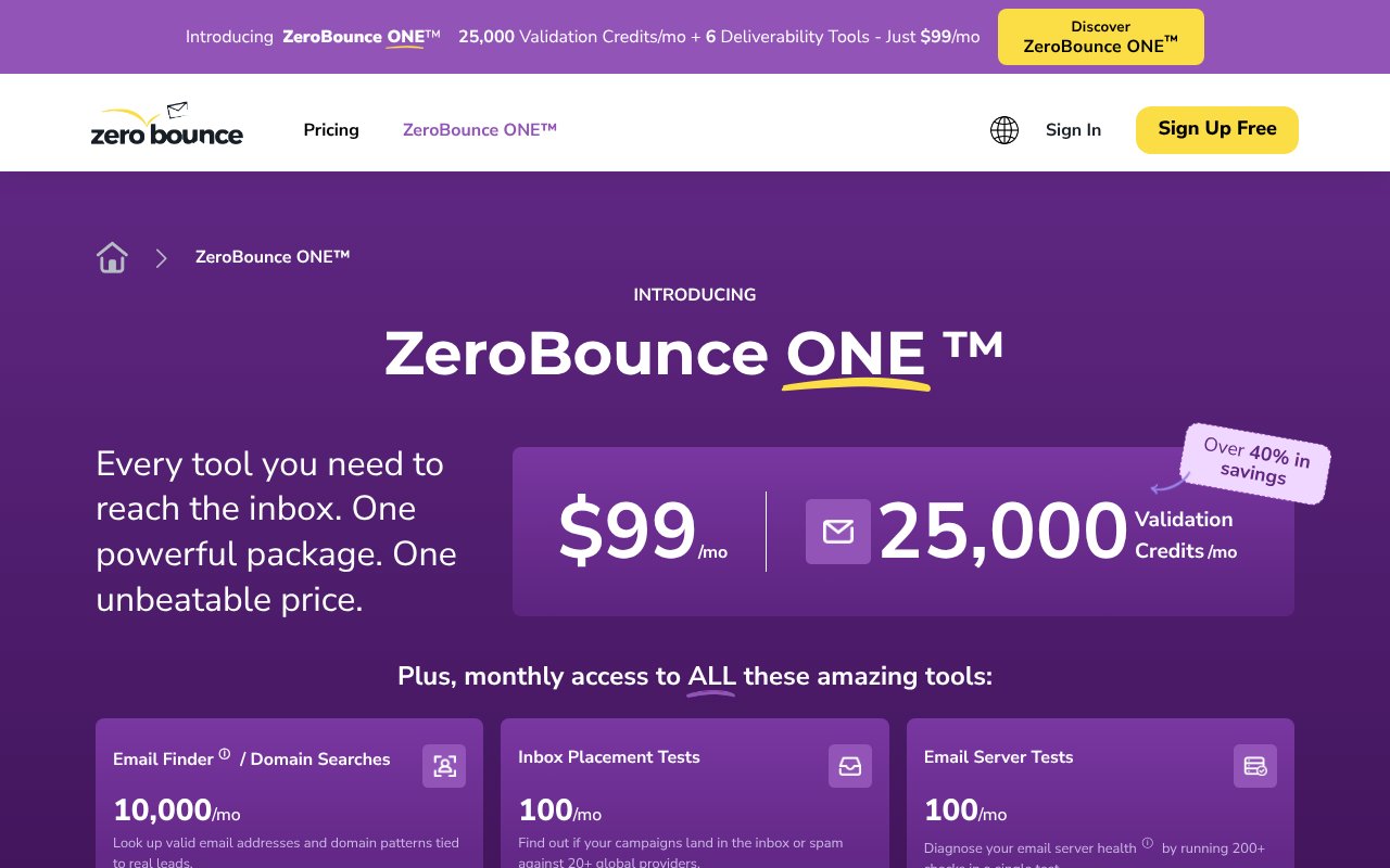 Screenshot of zerobounce.net