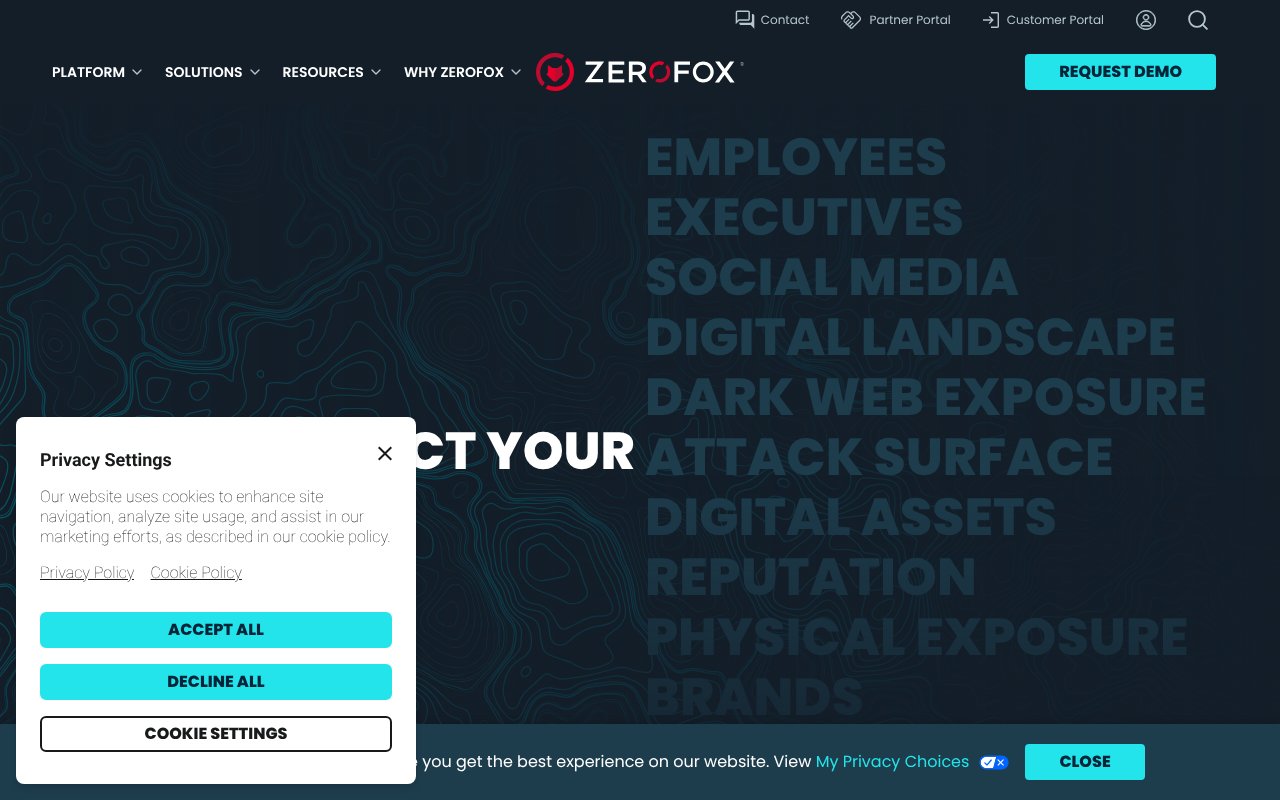 Screenshot of zerofox.com