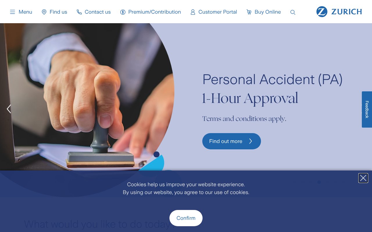 Screenshot of zurich.com.my