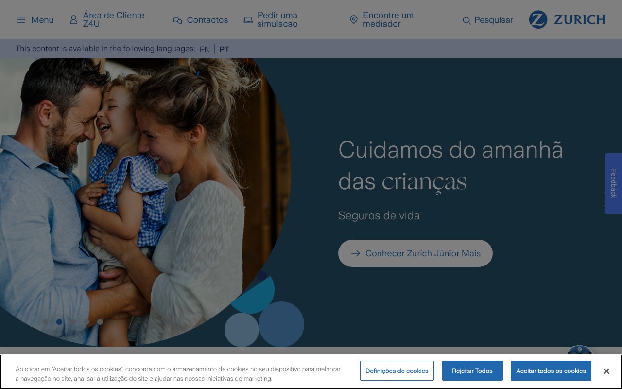 Screenshot of zurich.com.pt
